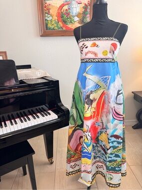 Colorful Multi-Print Maxi Dress